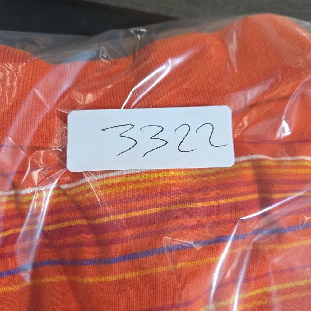Y2K Nike Polo Mens Medium Short Sleeve Yellow Swoosh Orange Striped